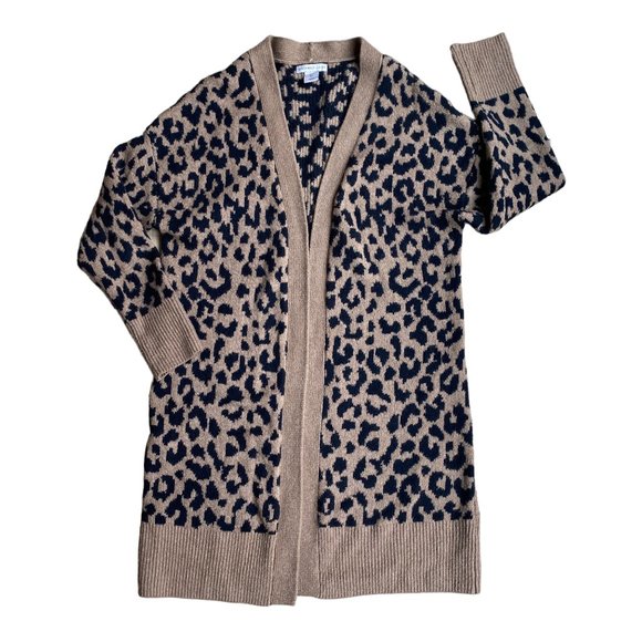 Sincerely Jules Leopard Print Open Cardigan Sz L Long Duster Mobwife - Picture 9 of 12